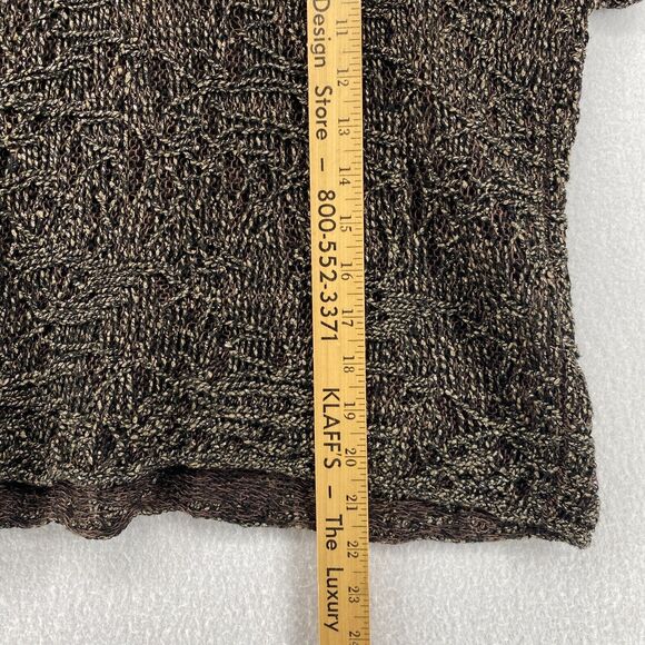EILEEN FISHER Sweater XS Wrapped Sparkle Pullover Short Sleeve Brown Gold - Picture 12 of 14